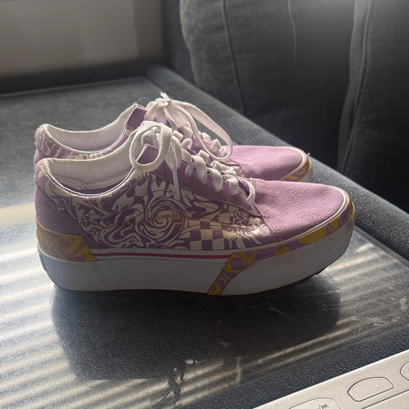 Vans Purple and Yellow Women's Sneakers - Picture 3 of 6